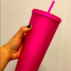 🎀 *NEW* Starbucks 2021 Venti [24oz] Neon Pink Soft Touch Studded Tumbler ☕️